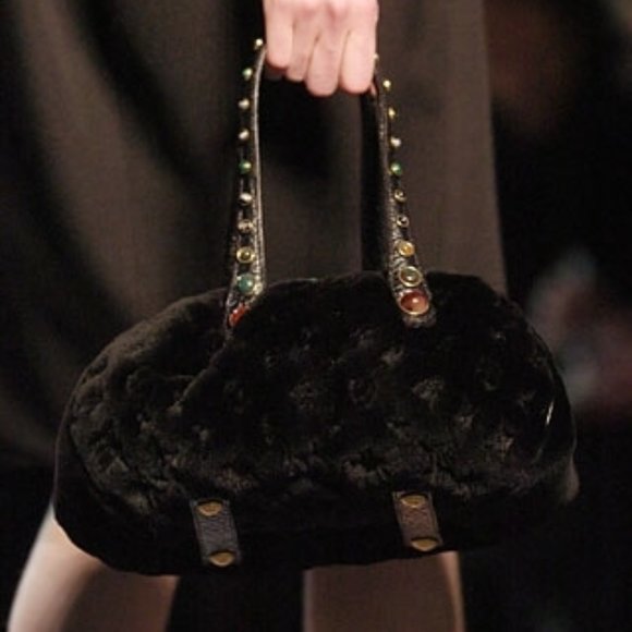 Louis Vuitton Limited Edition Black Quilted Monogram Mink Demi Lune Satchel - Picture 16 of 16